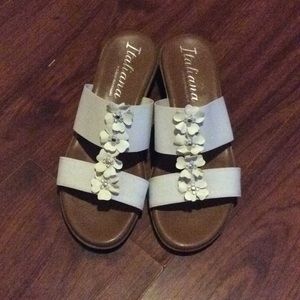 Italania White Floral Sandals